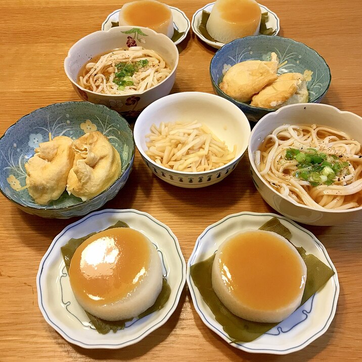 出汁の三段活用　ふろふき大根＞巾着卵＞かけうどん